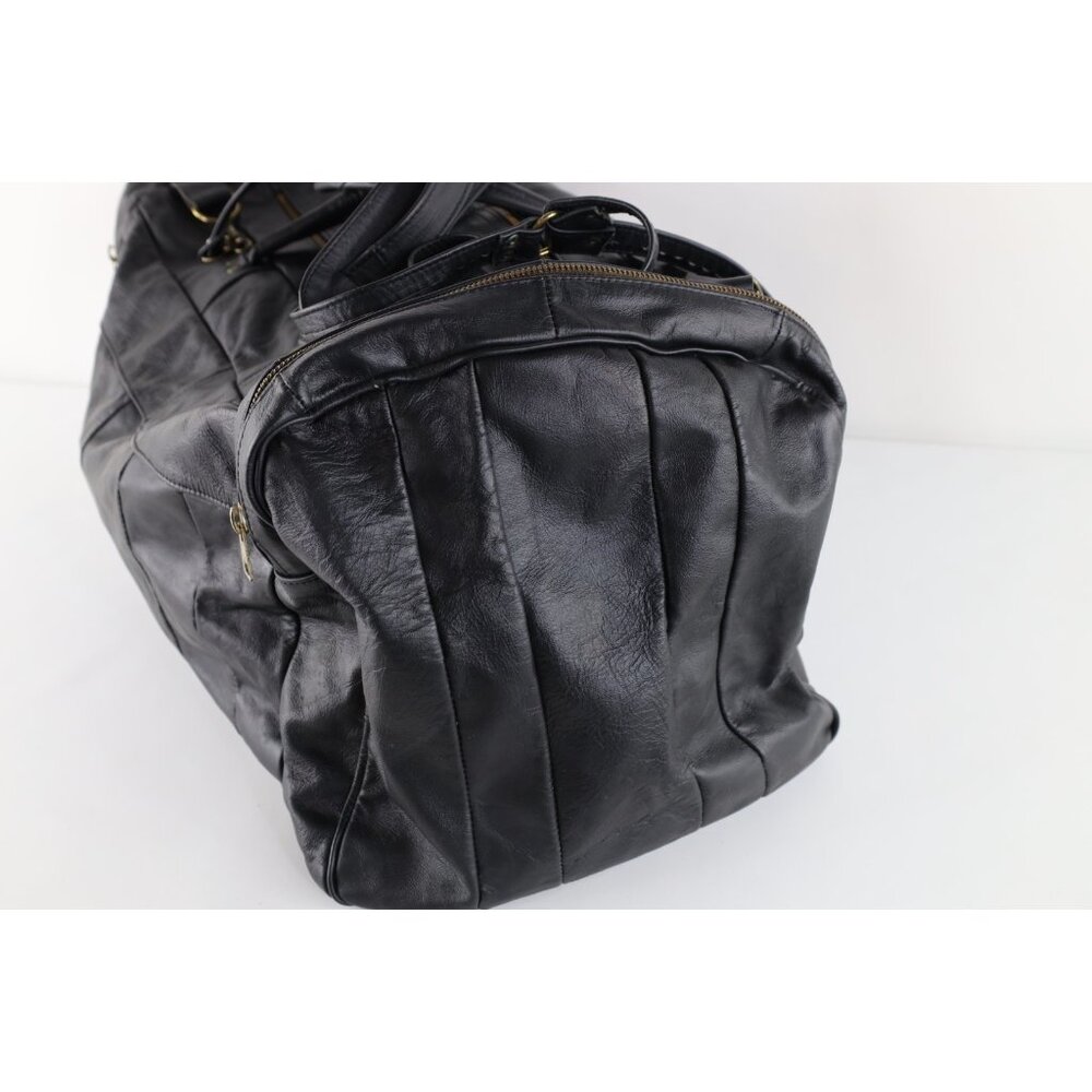 Vintage 90s Streetwear Distressed Soft Leather Duffel Bag Carry On Weekender - Picture 6 of 12